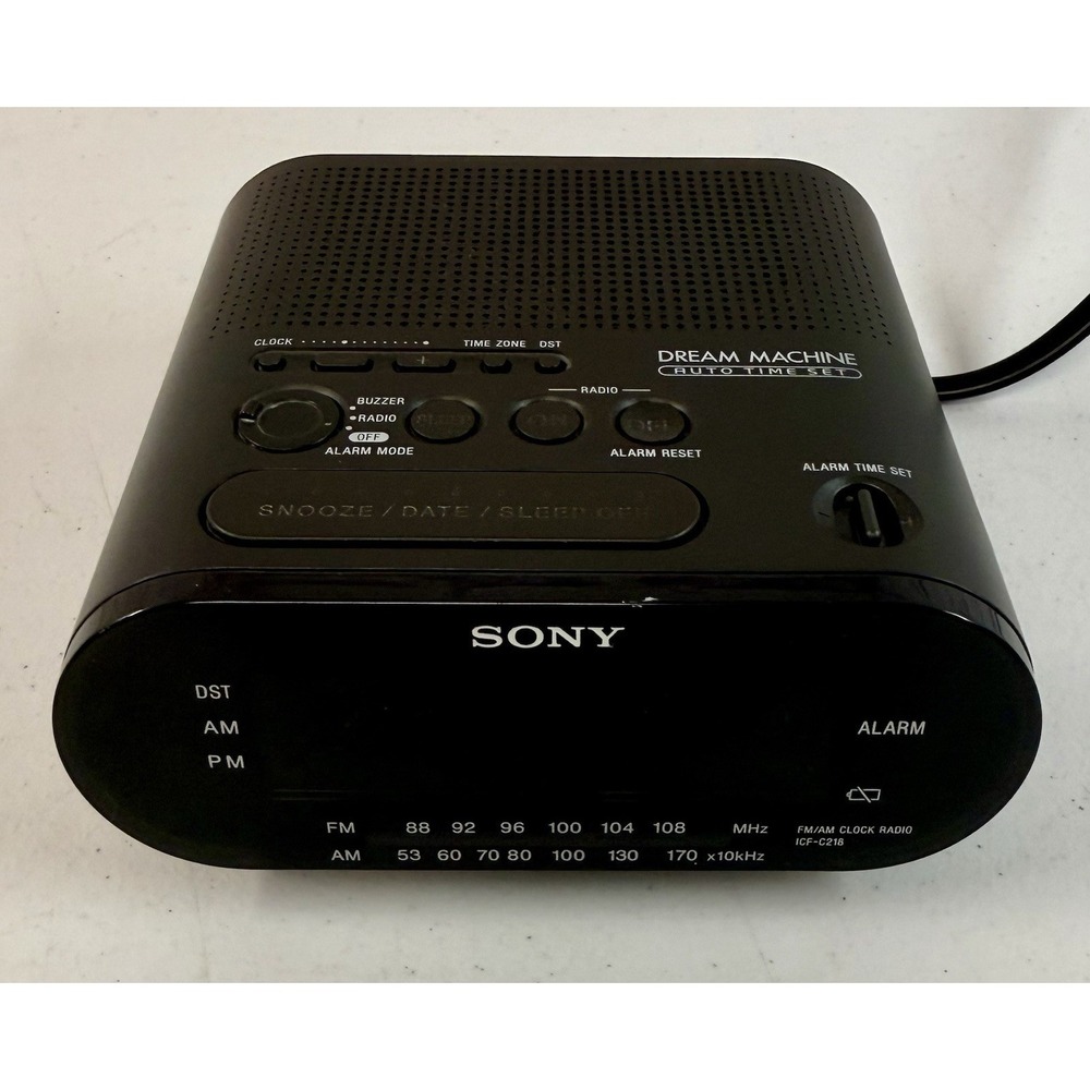 Sony Dream Machine ICF-C218 Black AM FM Digital Alarm Clock Radio OEM  *TESTED*